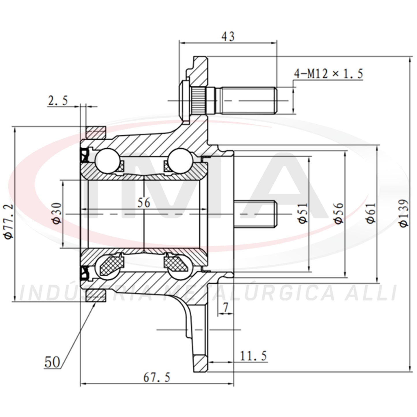 Rear Wheel Hub with Bearing (forged)