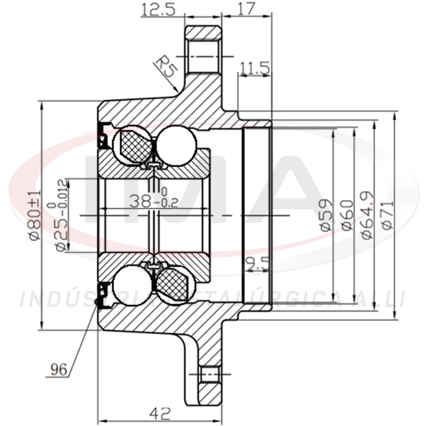 Rear Wheel Hub with Bearing (forged)