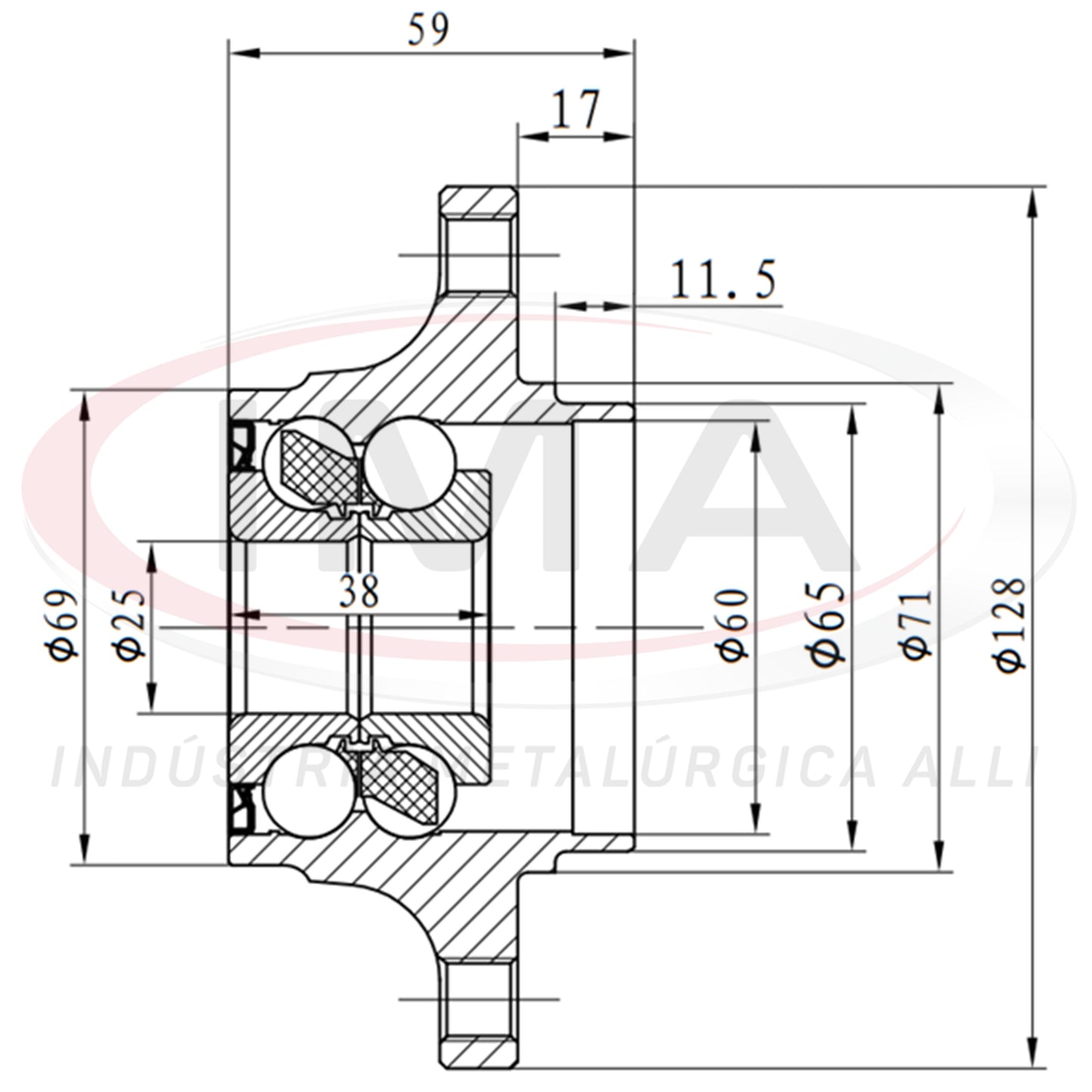 Rear Wheel Hub with Bearing (forged)