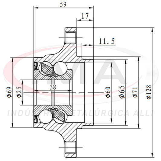 Rear Wheel Hub with Bearing (forged)