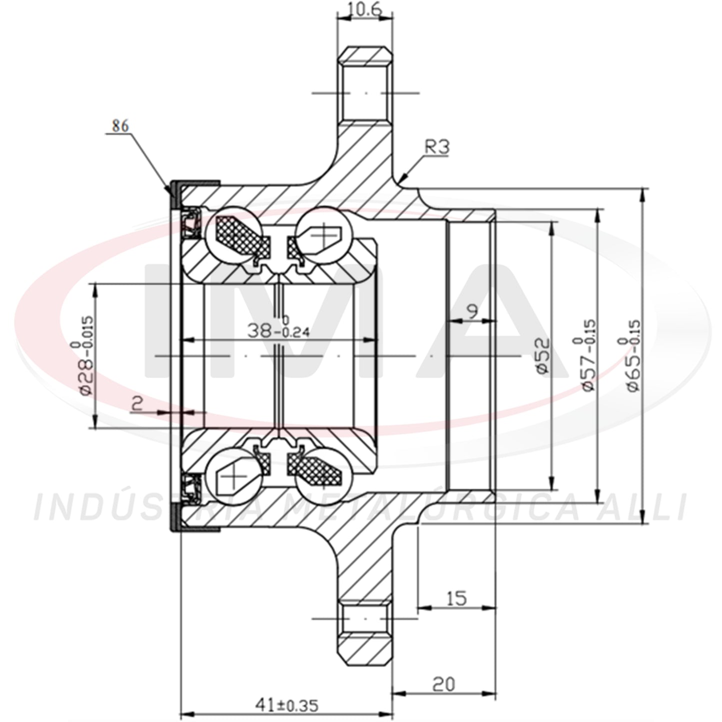 Rear Wheel Hub with Bearing (forged)