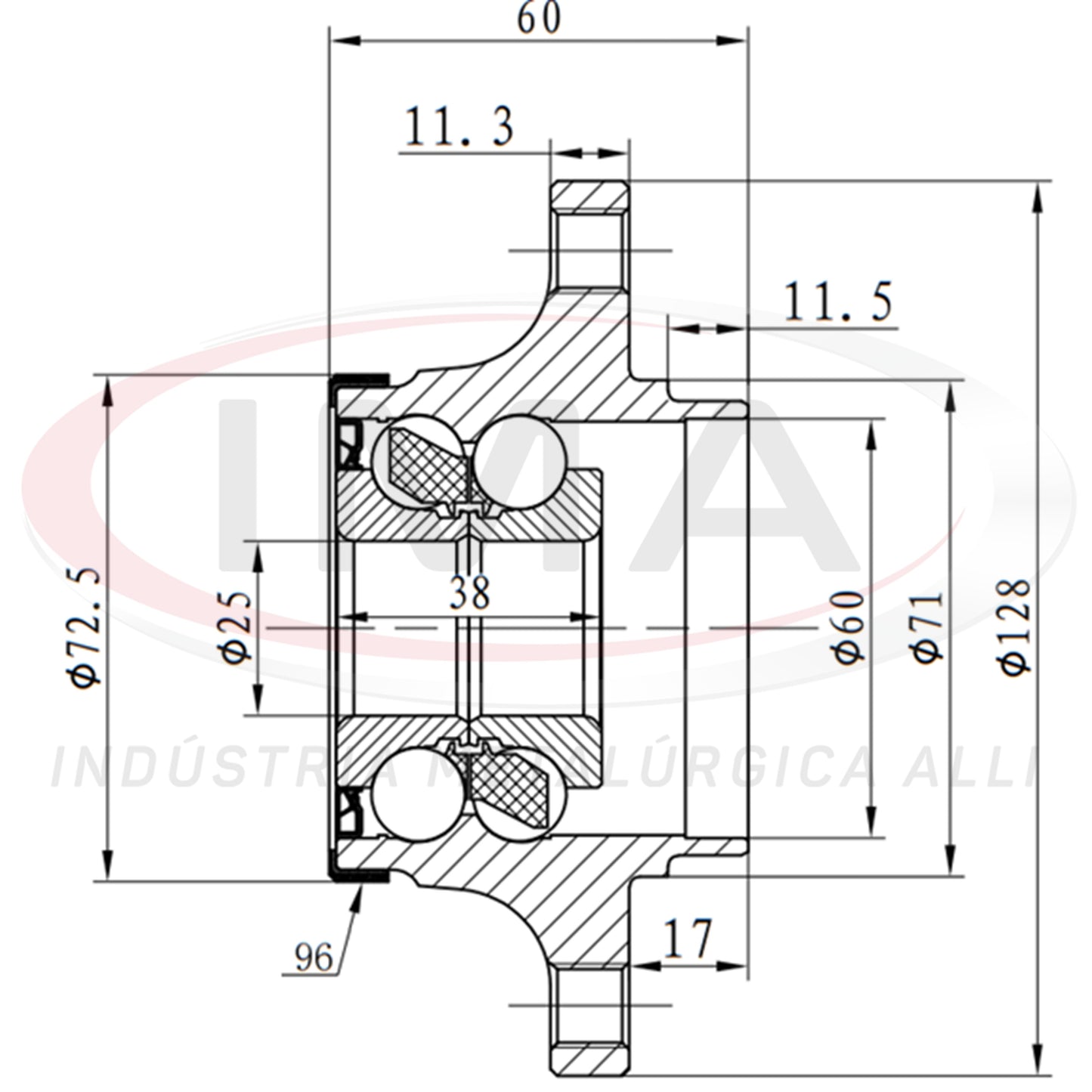 Rear Wheel Hub with Bearing (forged) - Unified AL-998