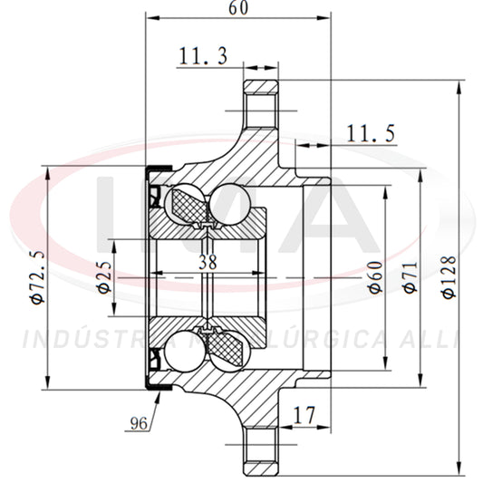 Rear Wheel Hub with Bearing (forged) - Unified AL-998