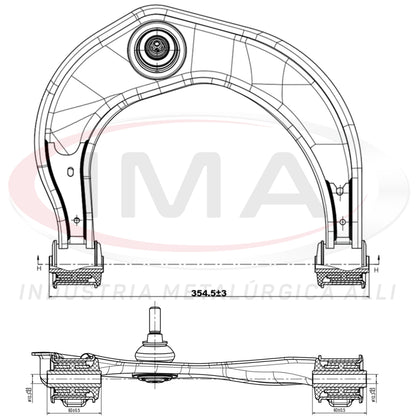 Front Upper Suspension Arm - Right Side - With Bushings / With Ball Joint