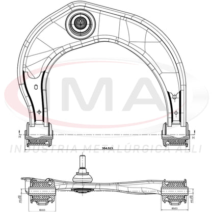 Brazo de suspensión superior delantero - Lado izquierdo - Con bujes / Con rótula