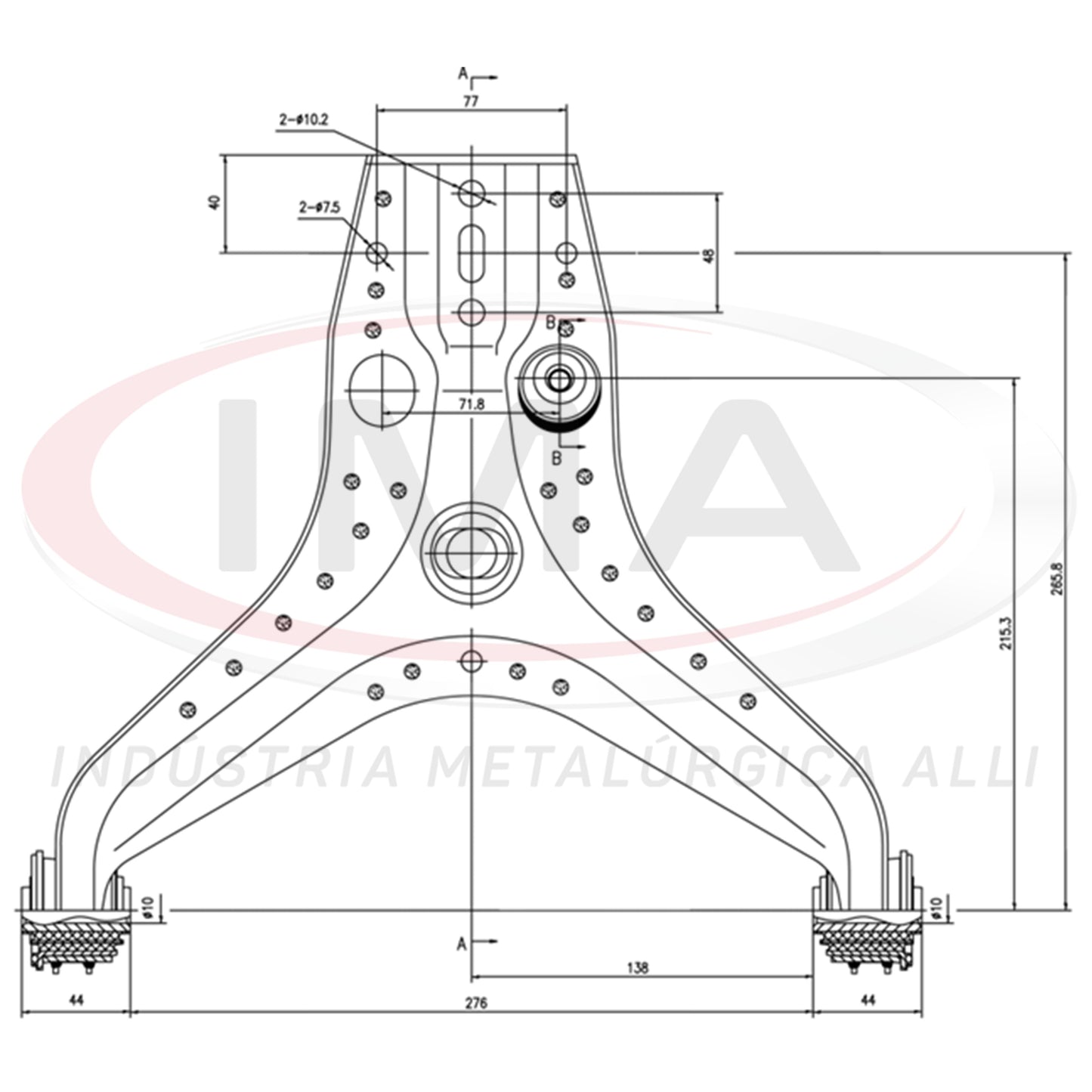 Suspension Arm - Front - Right Side - With bushings / Sway bar bushings / Without ball joint