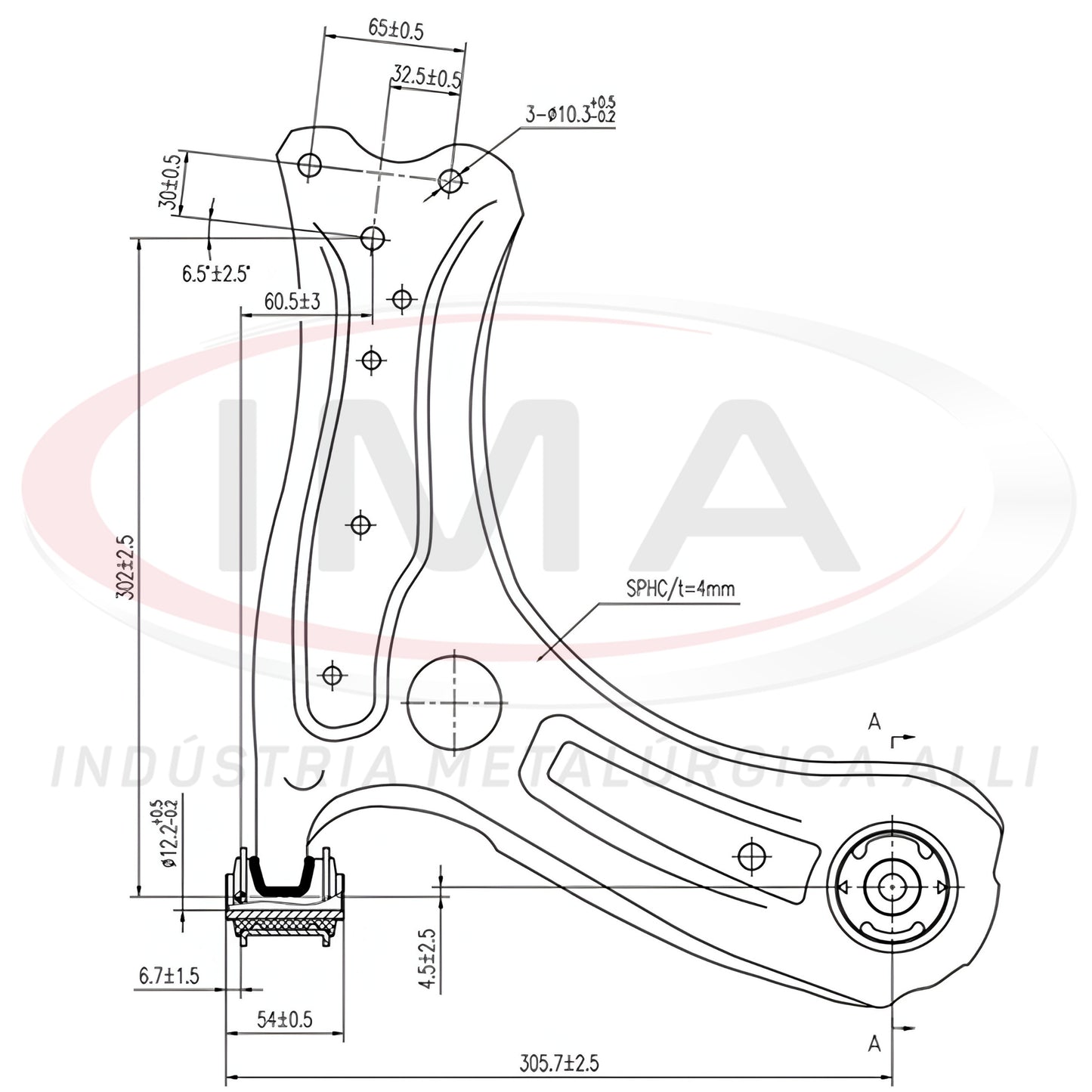 Suspension Arm - Front - Right Side - With bushings / Without ball joint