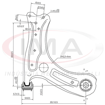 Suspension Arm - Front - Right Side - With bushings / Without ball joint