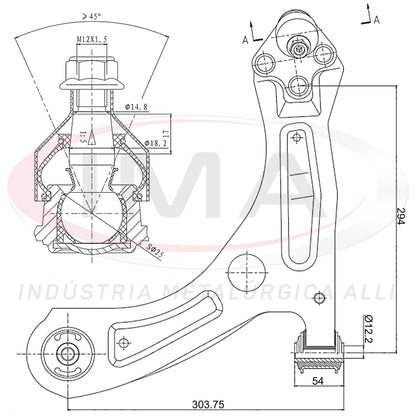 Bandeja da Suspensão - Dianteira - Lado Esquerdo -  Com buchas / Com Pivô