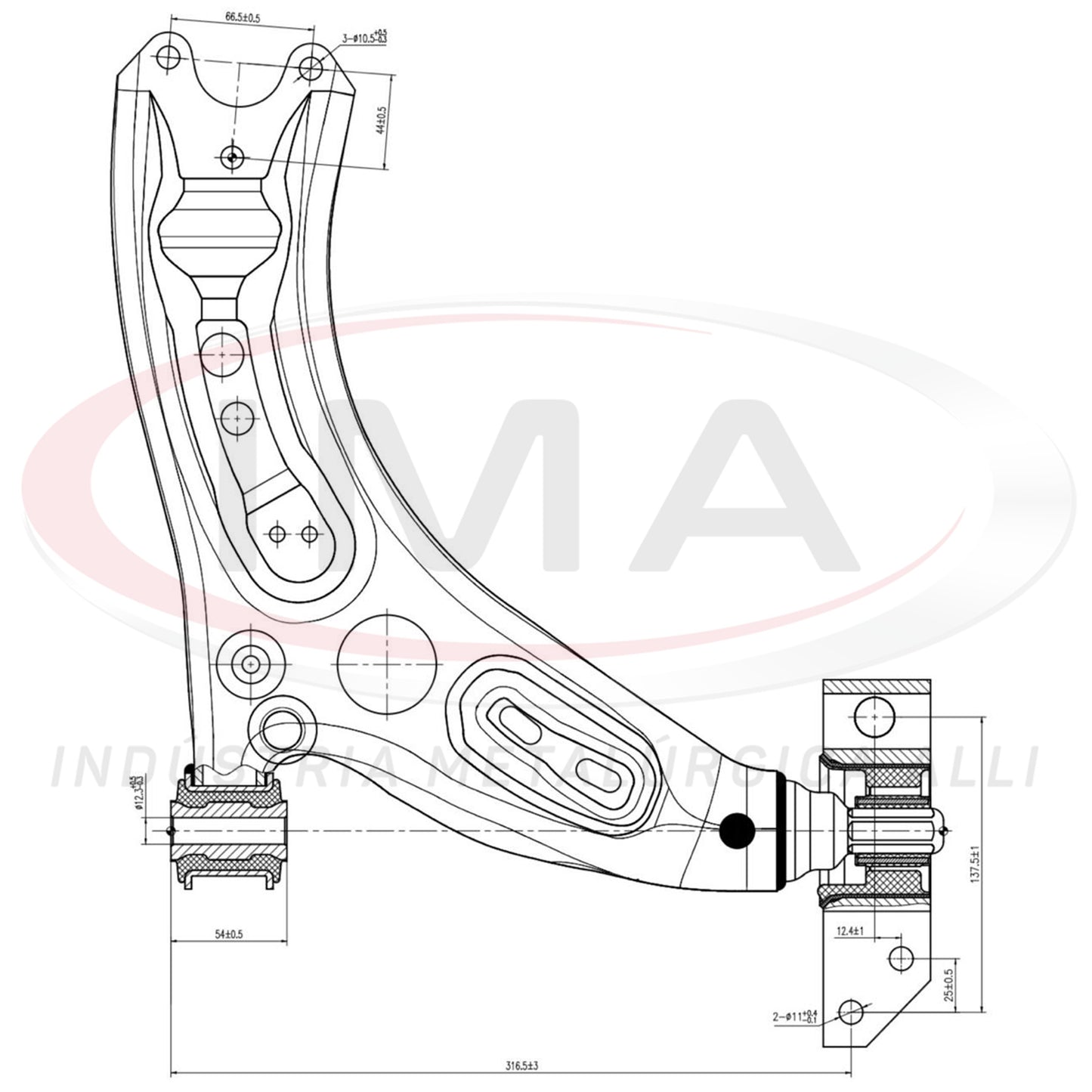 Suspension Arm - Front - Right - With bushing / Mount / Without ball joint