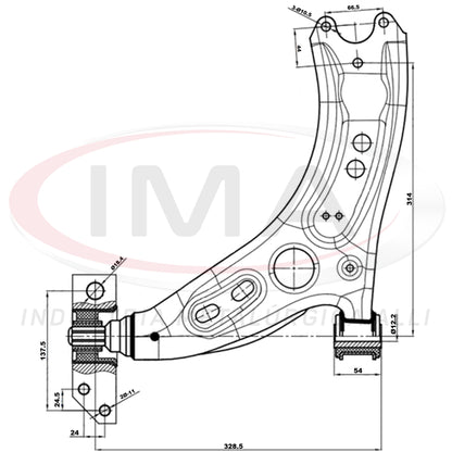 Suspension Arm - Front - Left - With bushing / Mount / Without ball joint