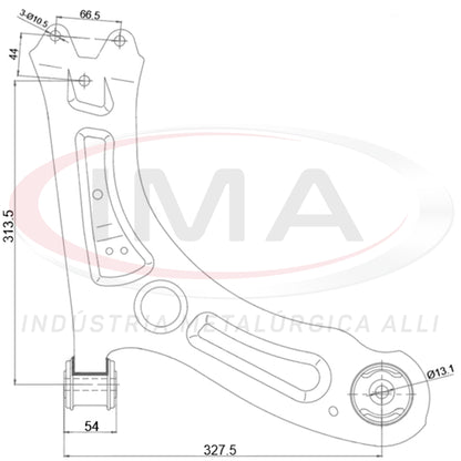 Suspension Arm - Front - Right - With bushings / Without ball joint