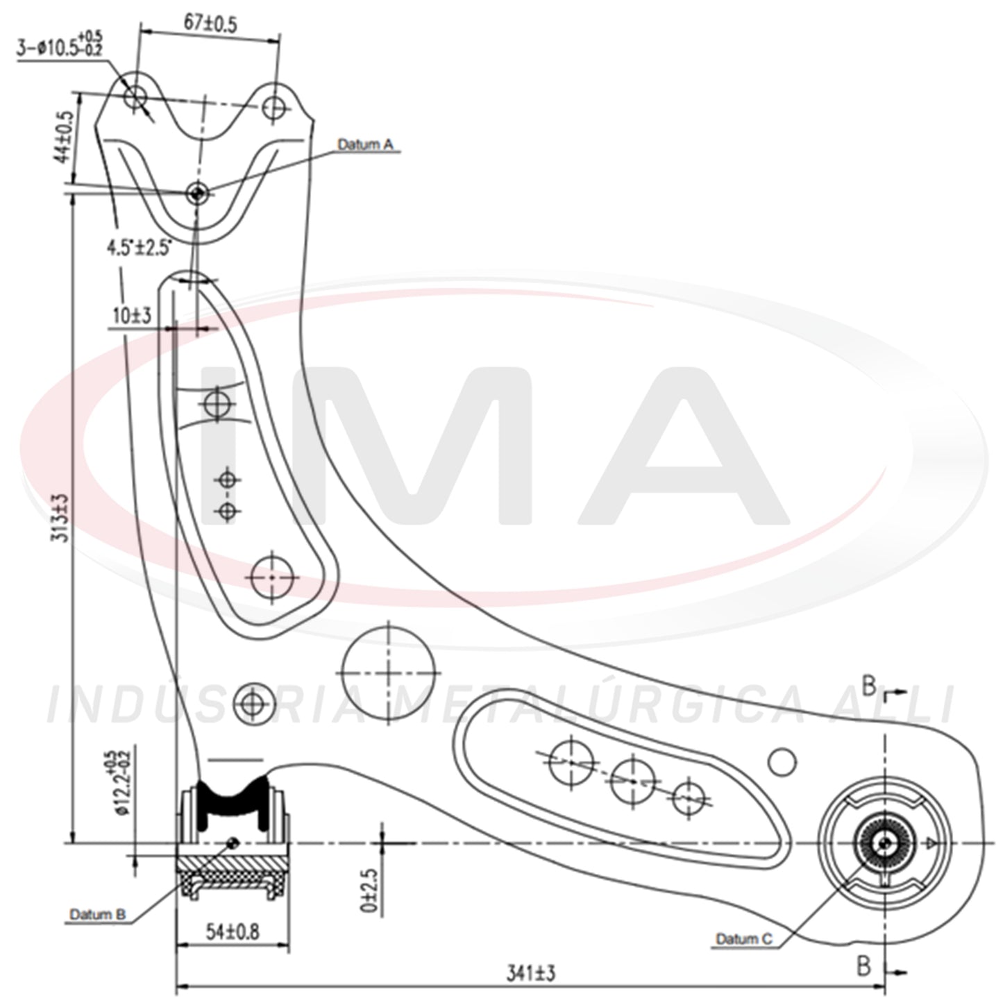 Suspension Arm - Front - Right - With bushings / Without ball joint