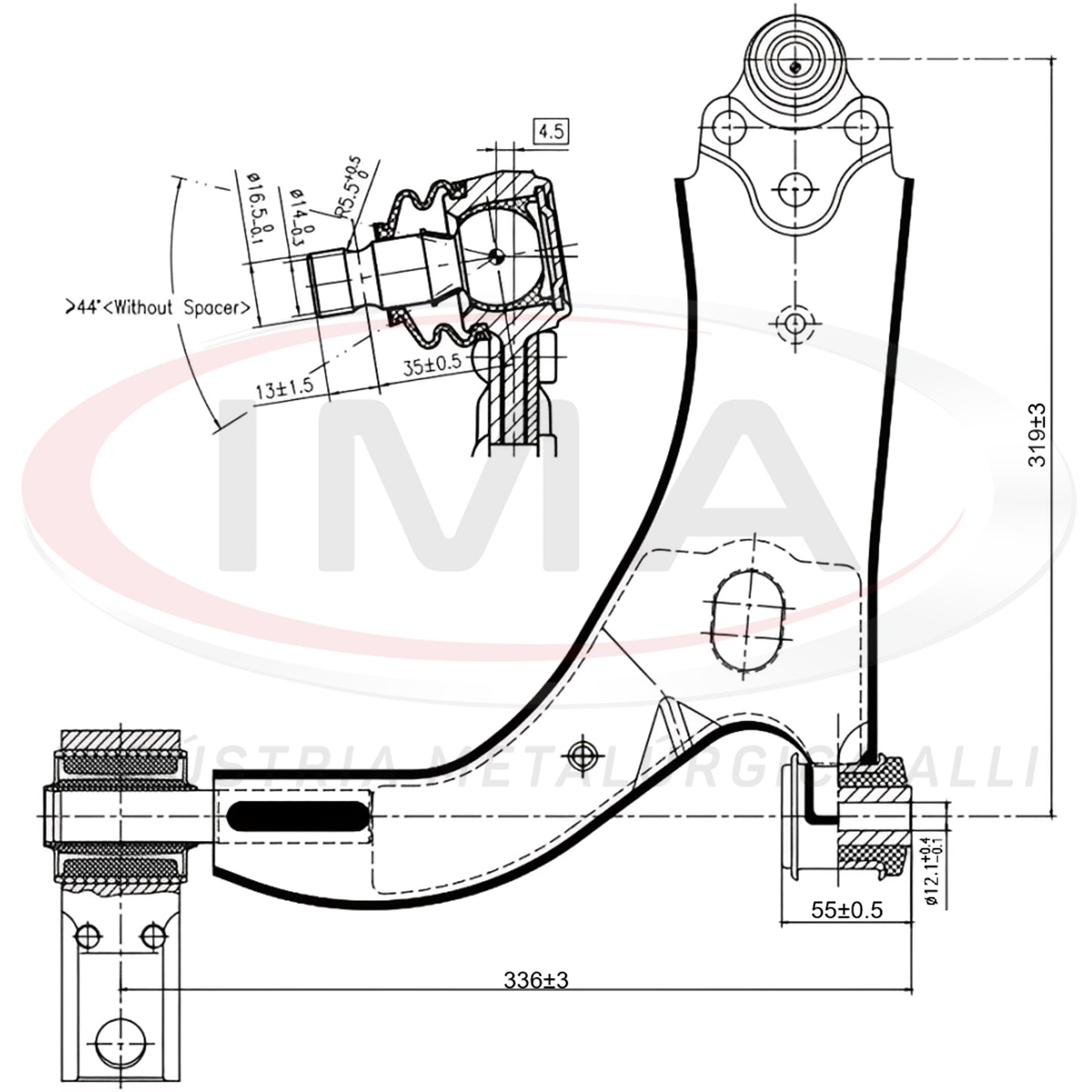 Suspension Arm - Front - Right - With bushing / Mount / Ball Joint