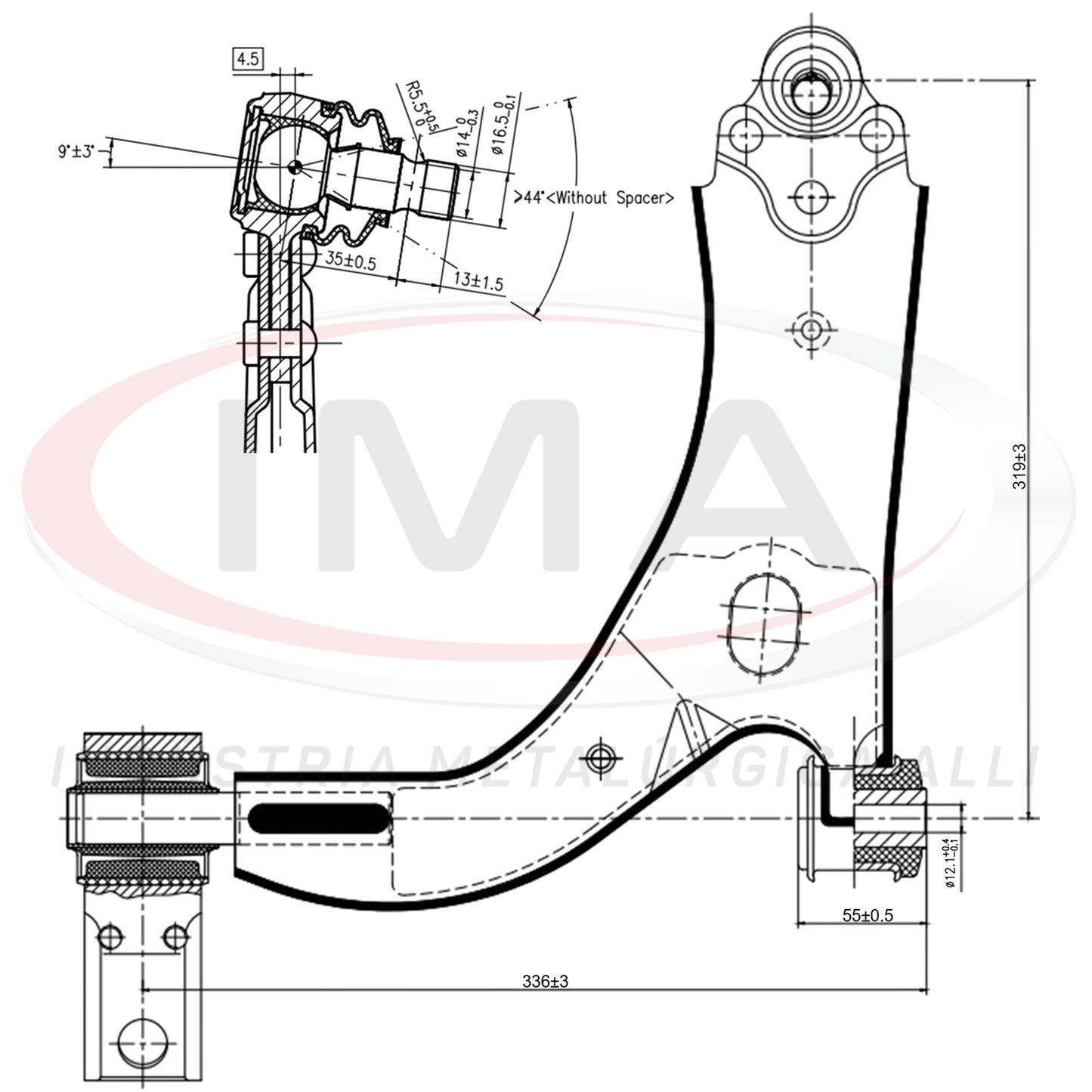 Suspension Arm - Front - Left - With bushing / Mount / Ball Joint