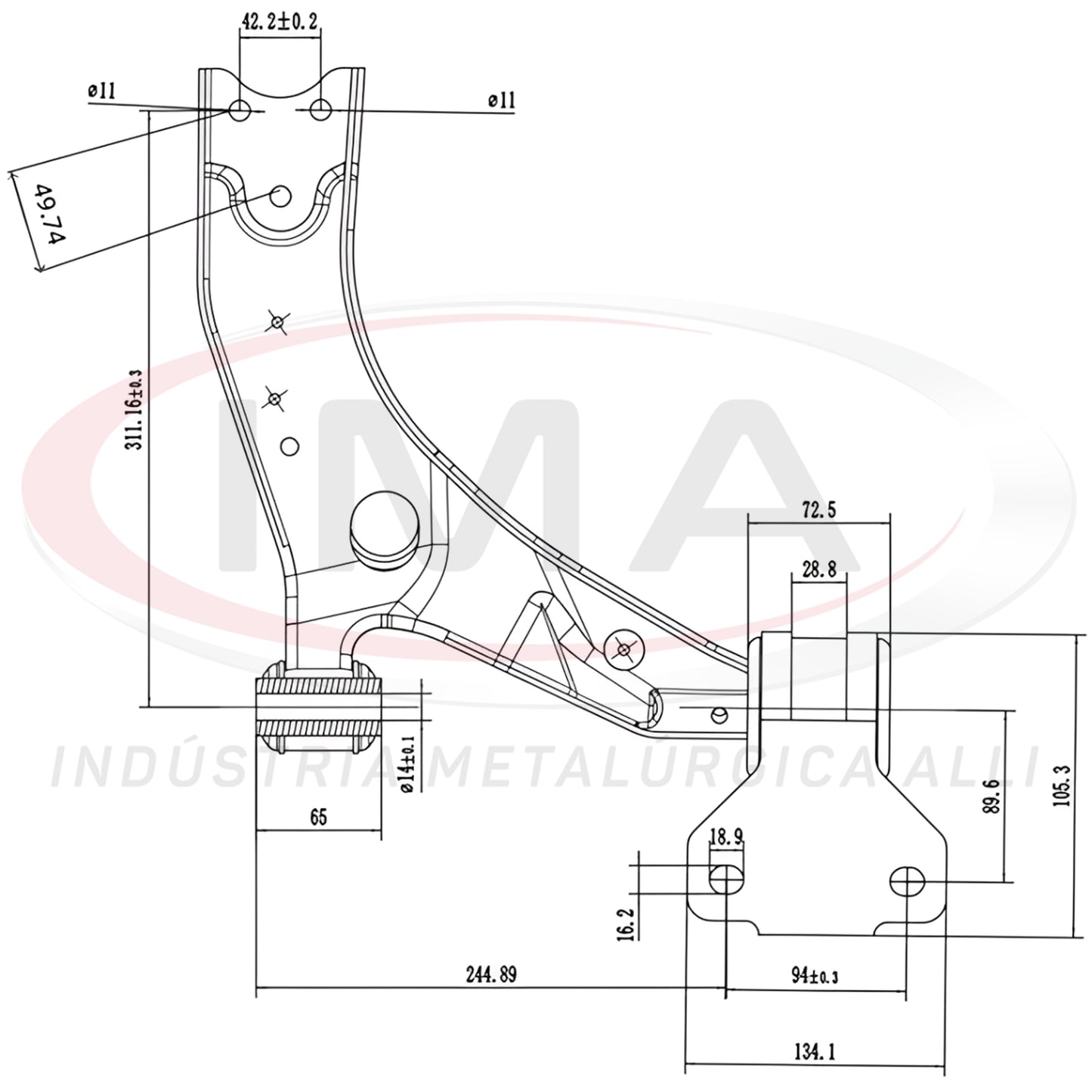 Suspension Arm - Front - Right Side - With bushing / Mount / Without ball joint