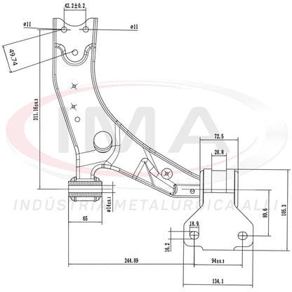 Suspension Arm - Front - Right Side - With bushing / Mount / Without ball joint
