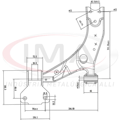 Suspension Arm - Front - Left Side - With bushing / Mount / Without ball joint