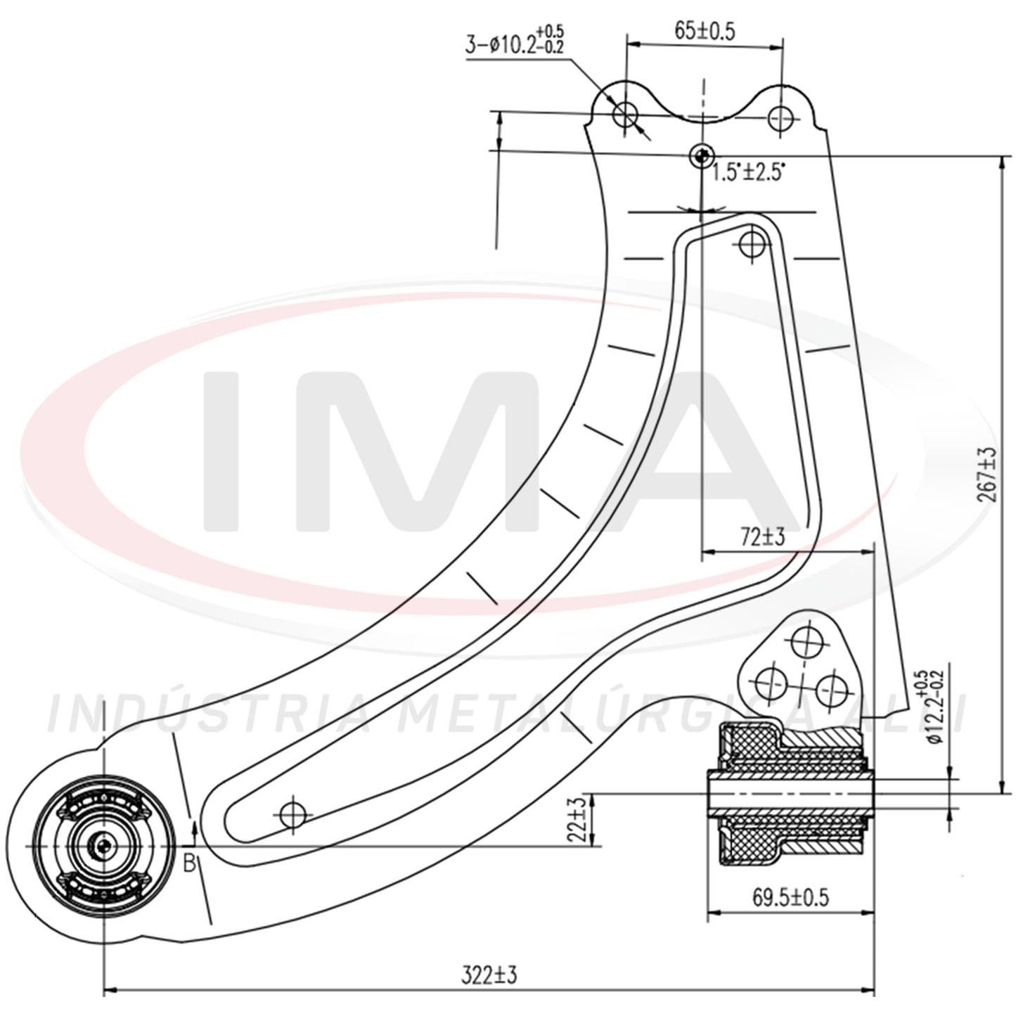 Suspension Arm - Front - Left Side - With Bushing / Mount / Without Ball Joint