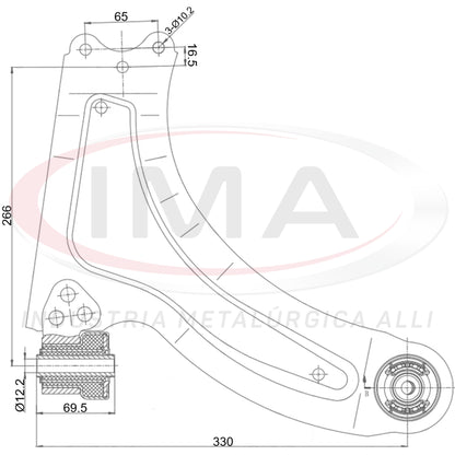 Suspension Arm - Front - Right Side - With bushing / Mount / Without ball joint