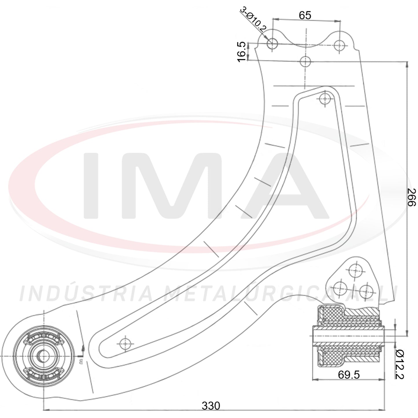 Suspension Arm - Front - Left Side - With bushing / Mount / Without ball joint