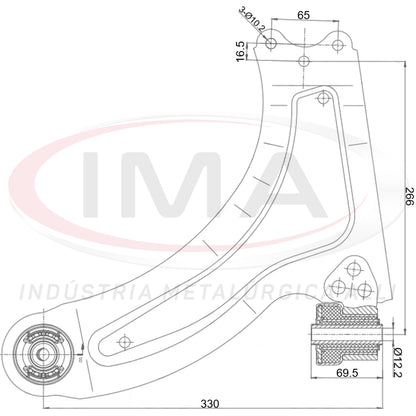 Suspension Arm - Front - Left Side - With bushing / Mount / Without ball joint