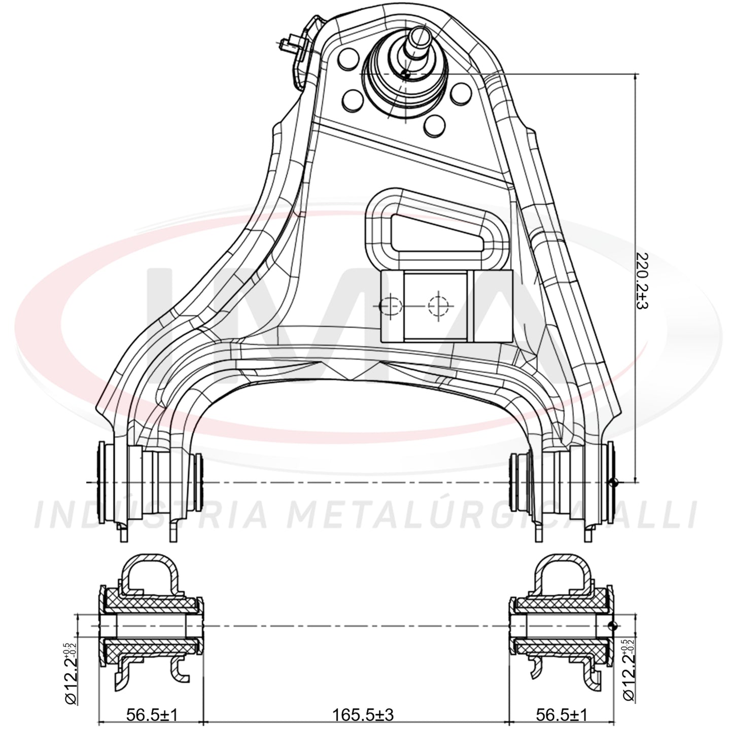 Brazo de suspensión superior delantero - Lado derecho - Con bujes / Soporte / Soporte ABS / Con rótula