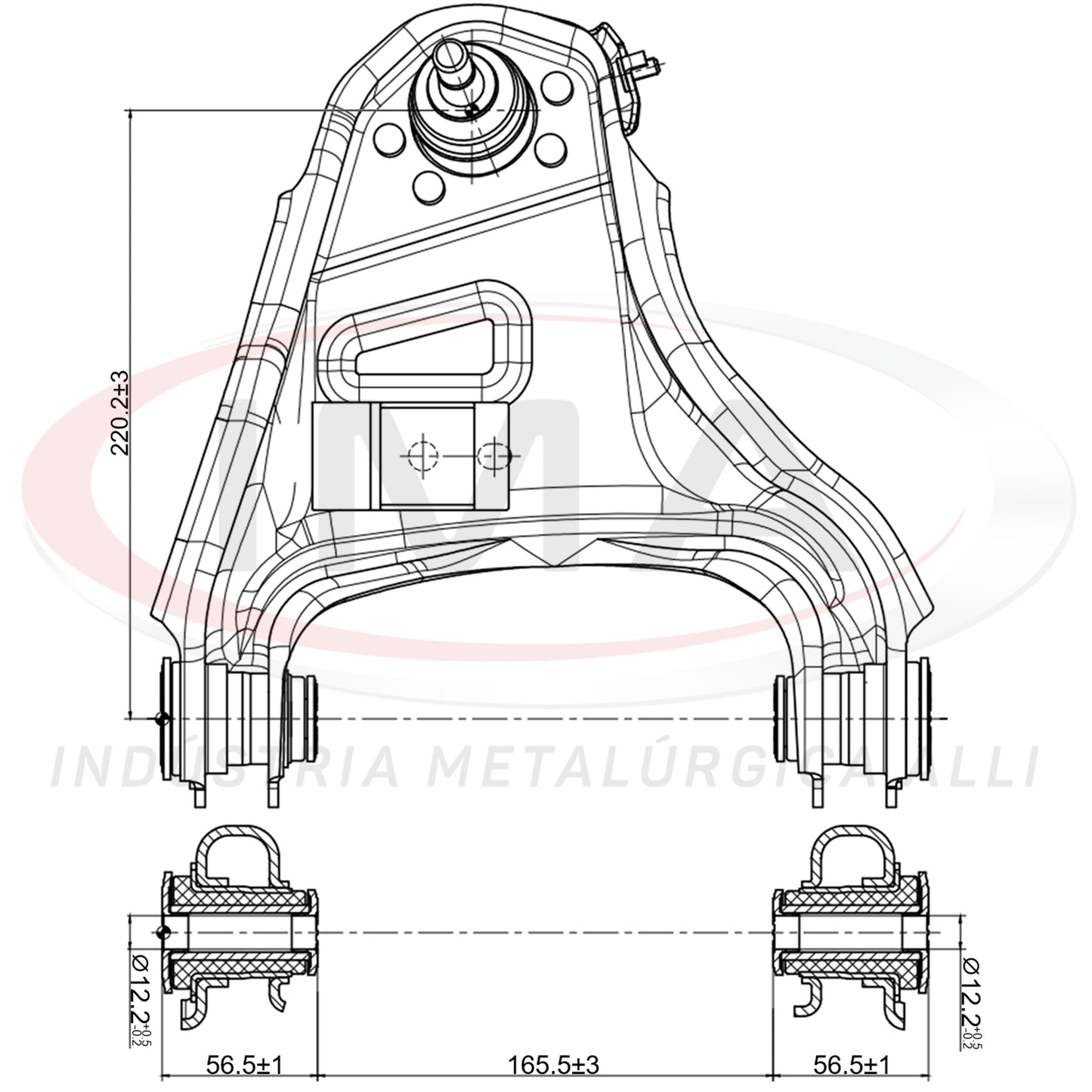 Brazo de suspensión superior delantero - Lado izquierdo - Con bujes / Soporte / Soporte ABS / Con rótula