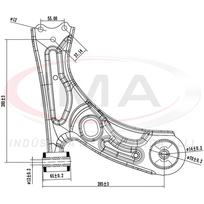 Suspension Arm - Front - Right Side - With Bushings / Without Ball Joint