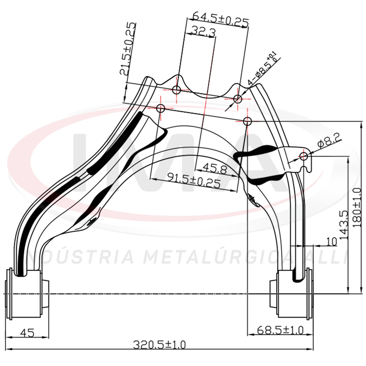 Brazo de suspensión superior delantero - Lado izquierdo - Con bujes / Sin rótula