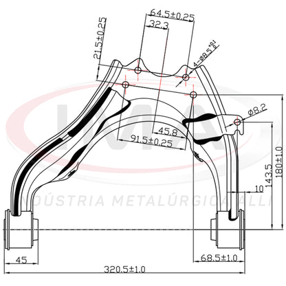Brazo de suspensión superior delantero - Lado izquierdo - Con bujes / Sin rótula