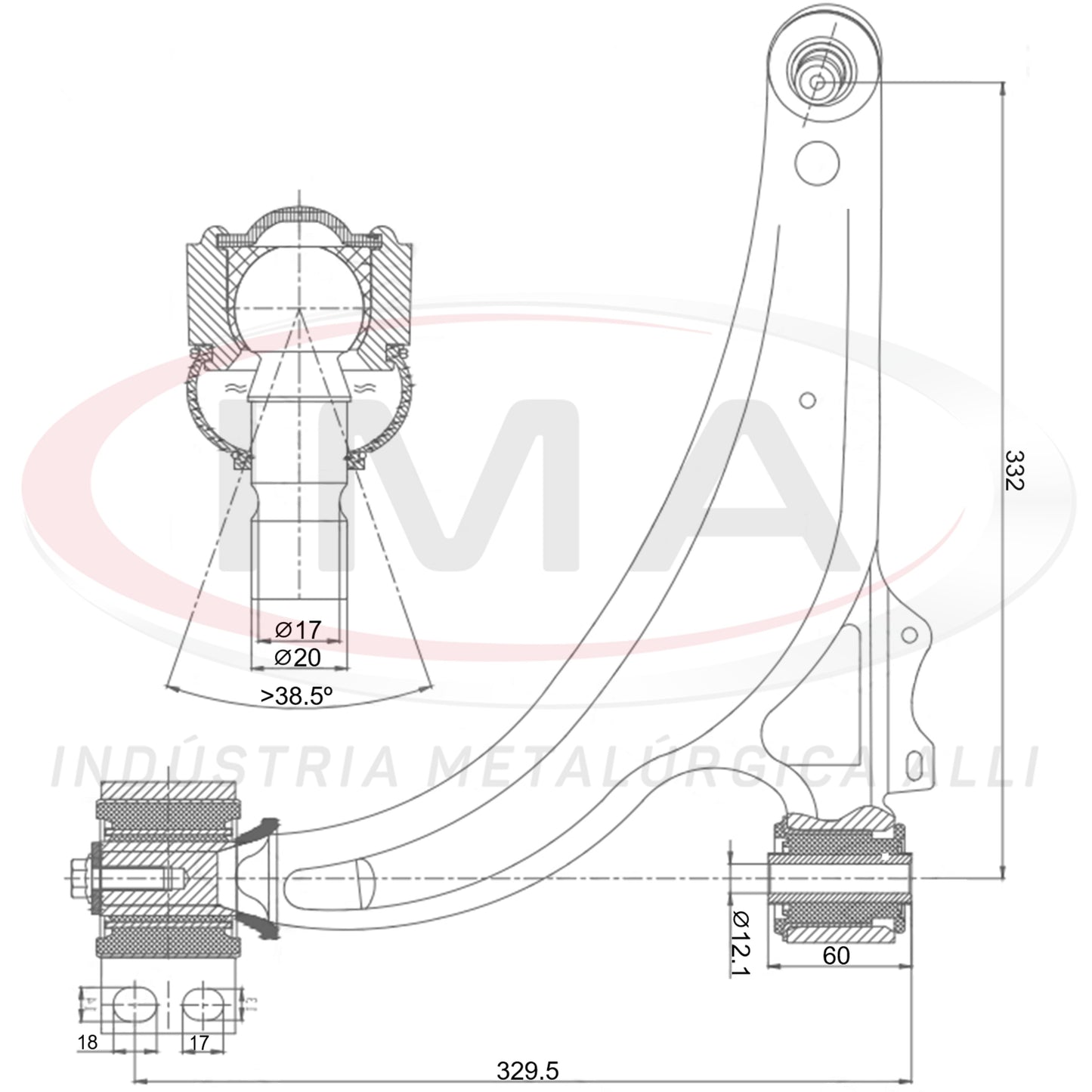 Suspension Arm - Front - Left - With Bushing / Mount / Ball Joint