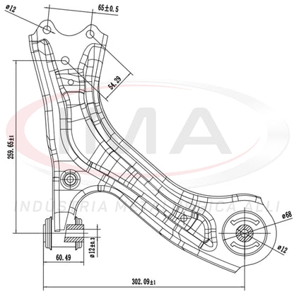 Suspension Arm - Front - Right - With bushings / Without ball joint