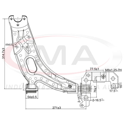 Suspension Arm - Front - Right Side - With stabilizer bar / Bushing / Mount / Without ball joint