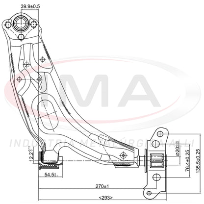 Suspension Arm - Front - Right Side - Without stabilizer bar / With bushing / Mount / Without ball joint