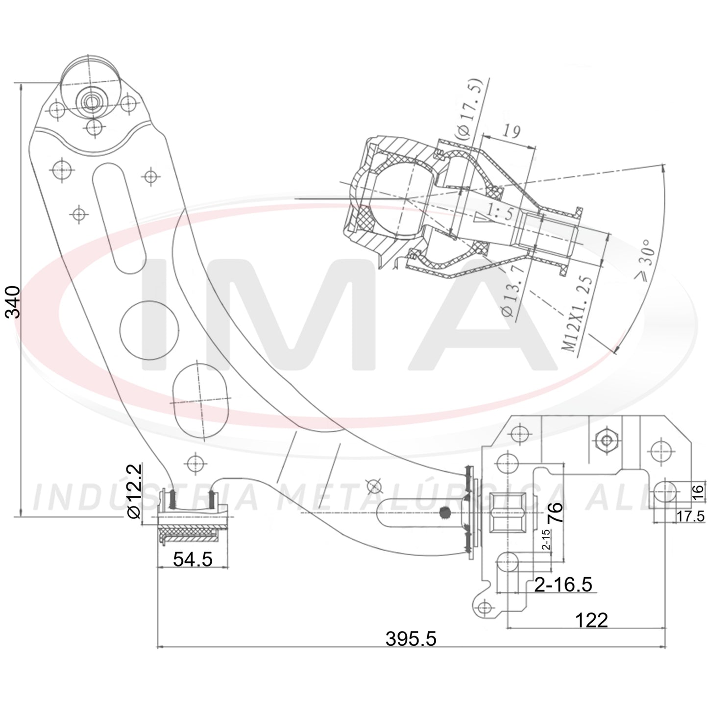 Suspension Arm - Front - Right Side - With stabilizer bar / Bushing / Mount / Ball joint