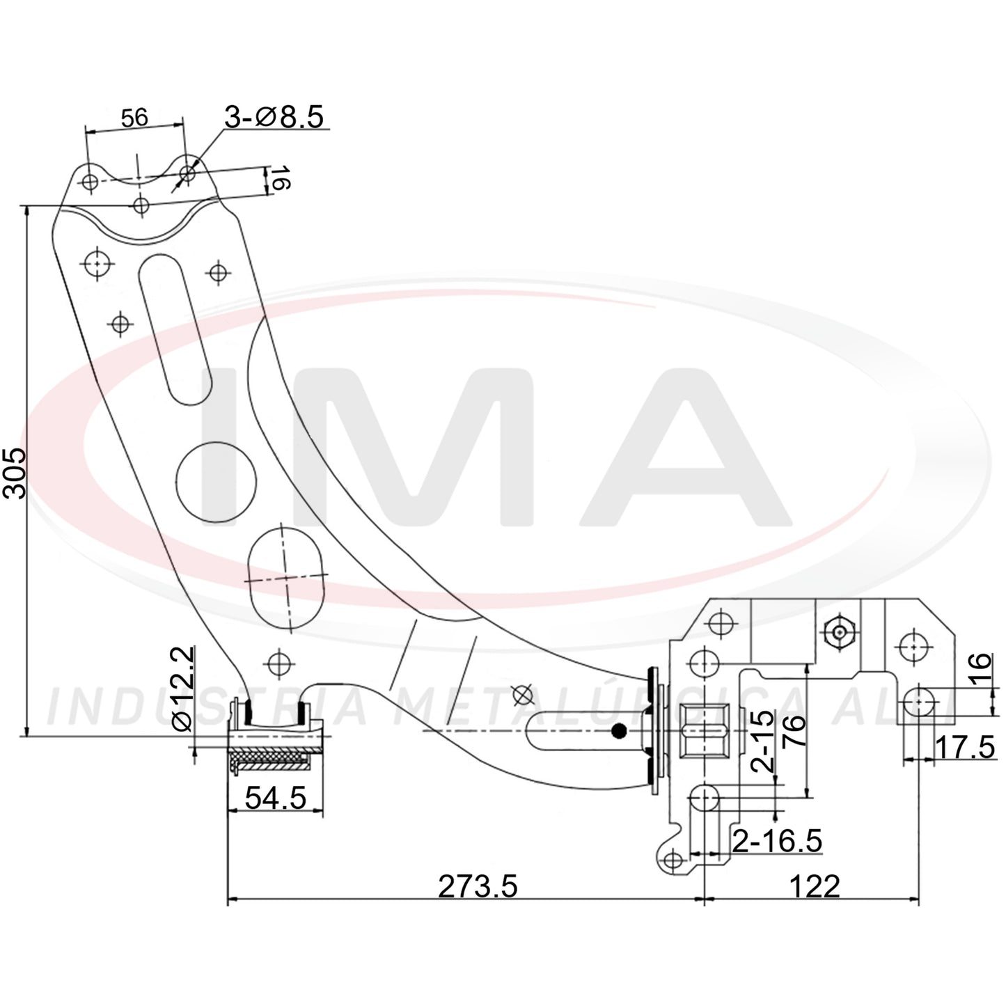 Suspension Arm - Front - Right Side - With stabilizer bar / Bushing / Mount / Without ball joint
