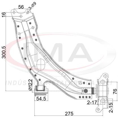 Lower Front Suspension Arm - Right - With bushing/mount/without ball joint/without stabilizer bar