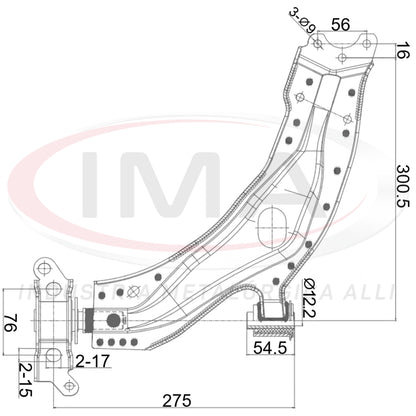Lower Front Left Suspension Arm - With Bushing/Mounting / Without Ball Joint / Without Stabilizer Bar