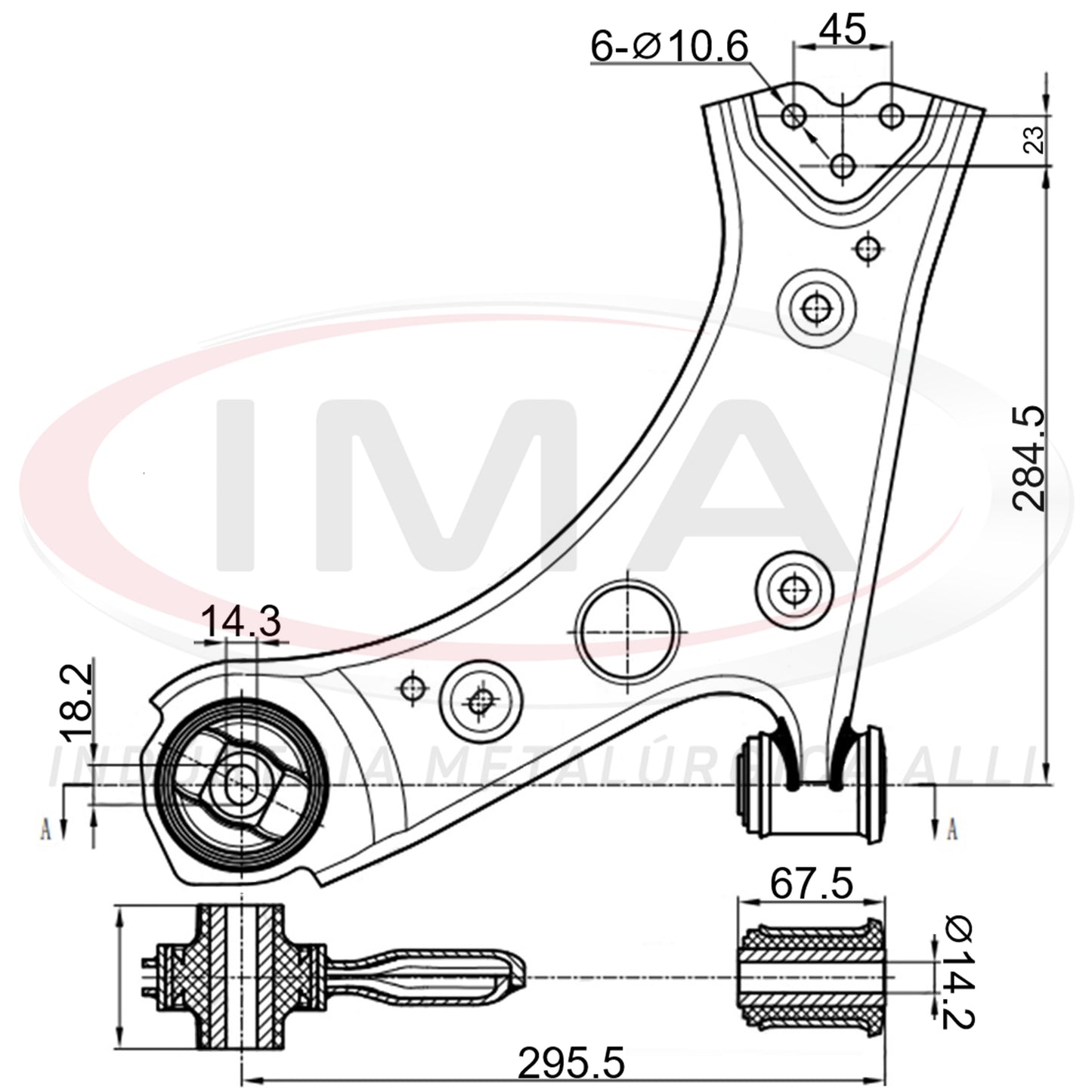 Suspension Arm - Front - Right Side - With Bushings / Without Ball Joint