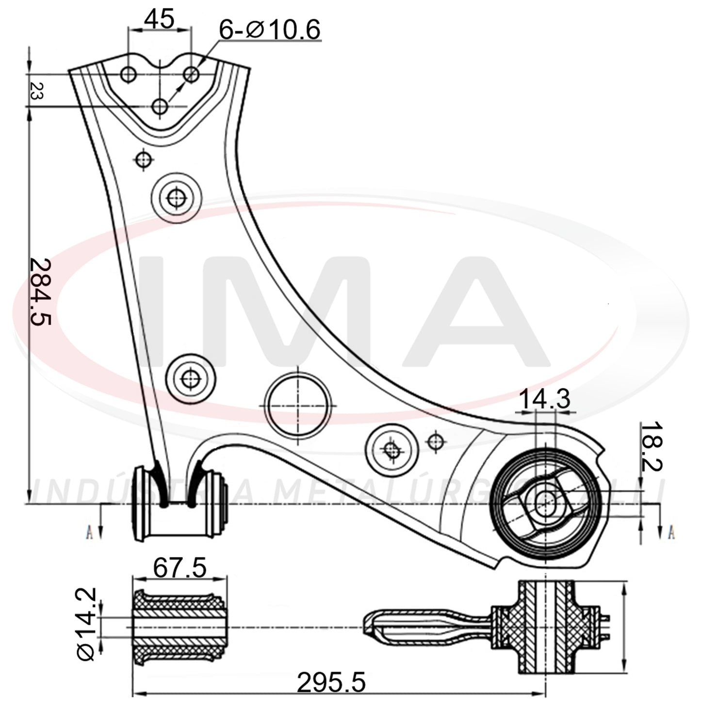 Suspension Arm - Front - Left Side - With bushings / Without ball joint