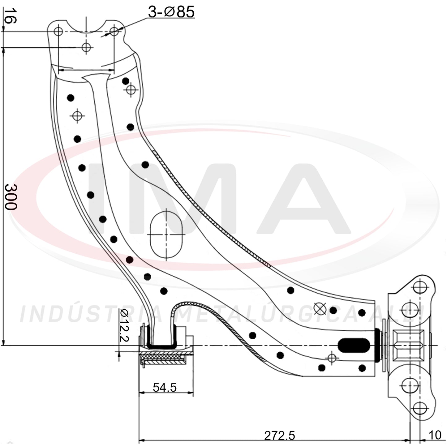 Suspension Arm - Front - Right Side - With bushing / Mount / Without ball joint
