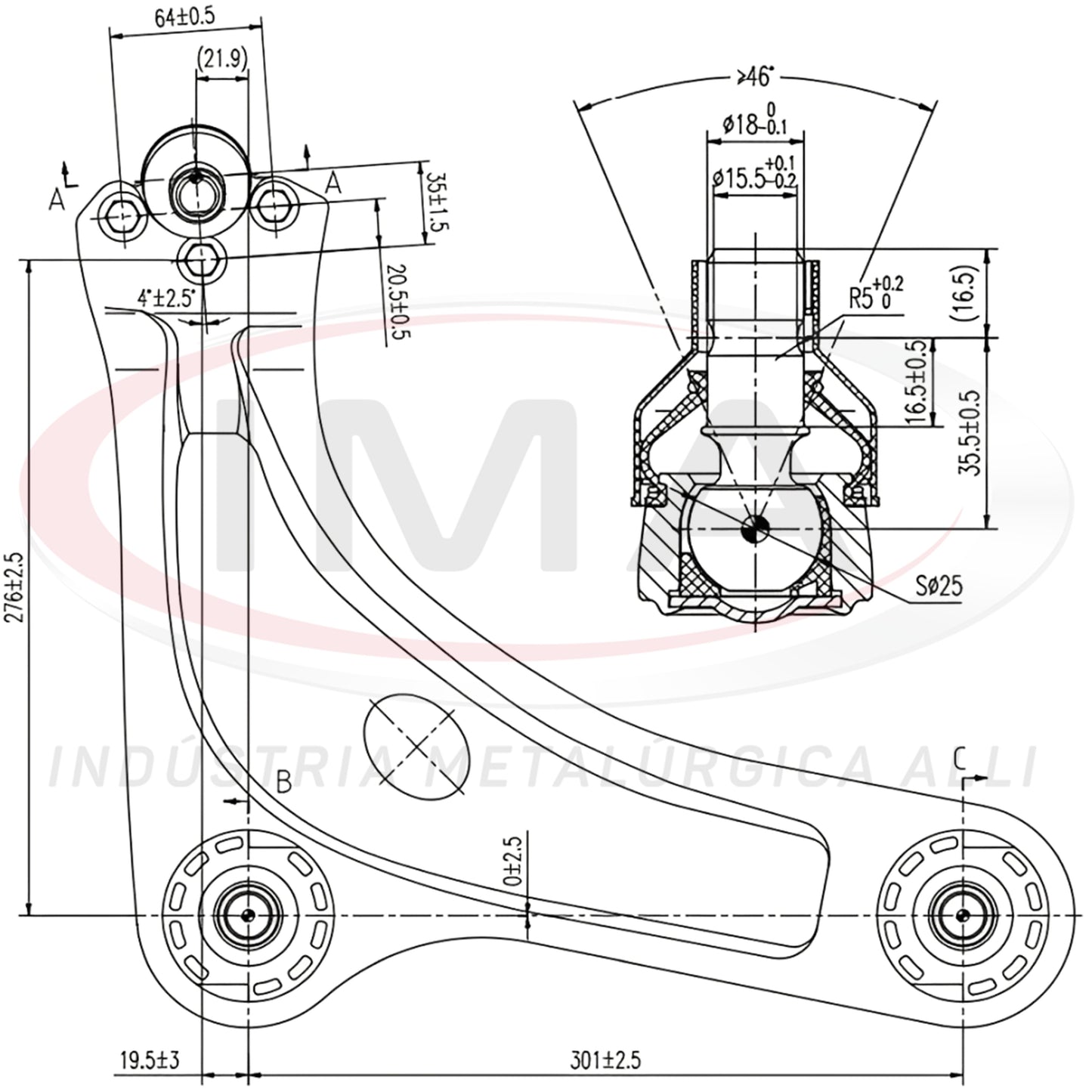 Suspension Arm - Front - Right Side - With Bushings / With Ball Joint