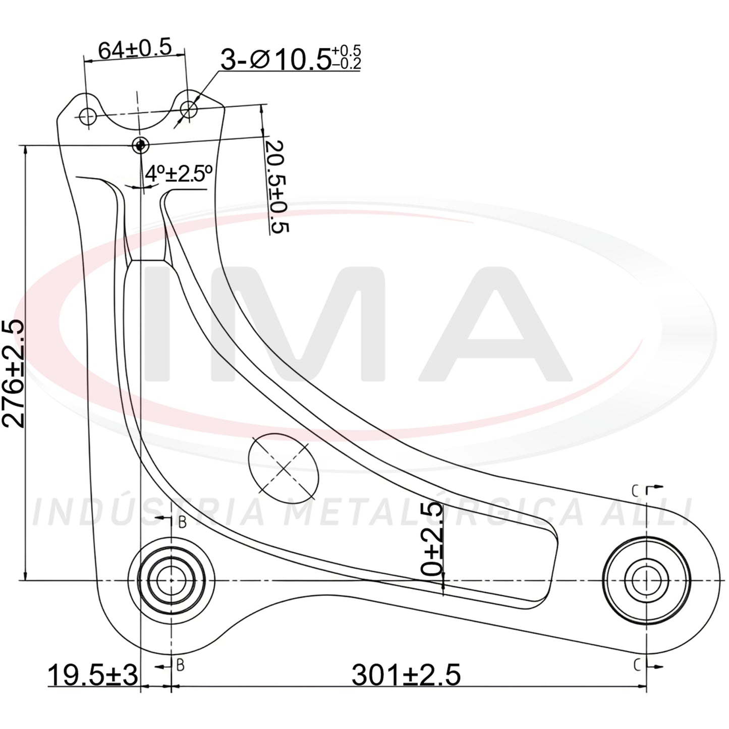 Suspension Arm - Front - Right Side - With Bushings / Without Ball Joint