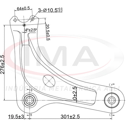 Suspension Arm - Front - Right Side - With Bushings / Without Ball Joint
