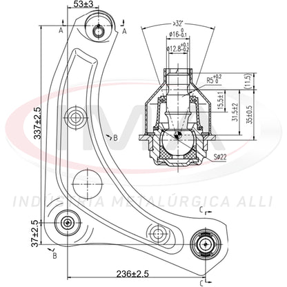 Suspension Arm - Front - Right Side - With Bushings / With Ball Joint