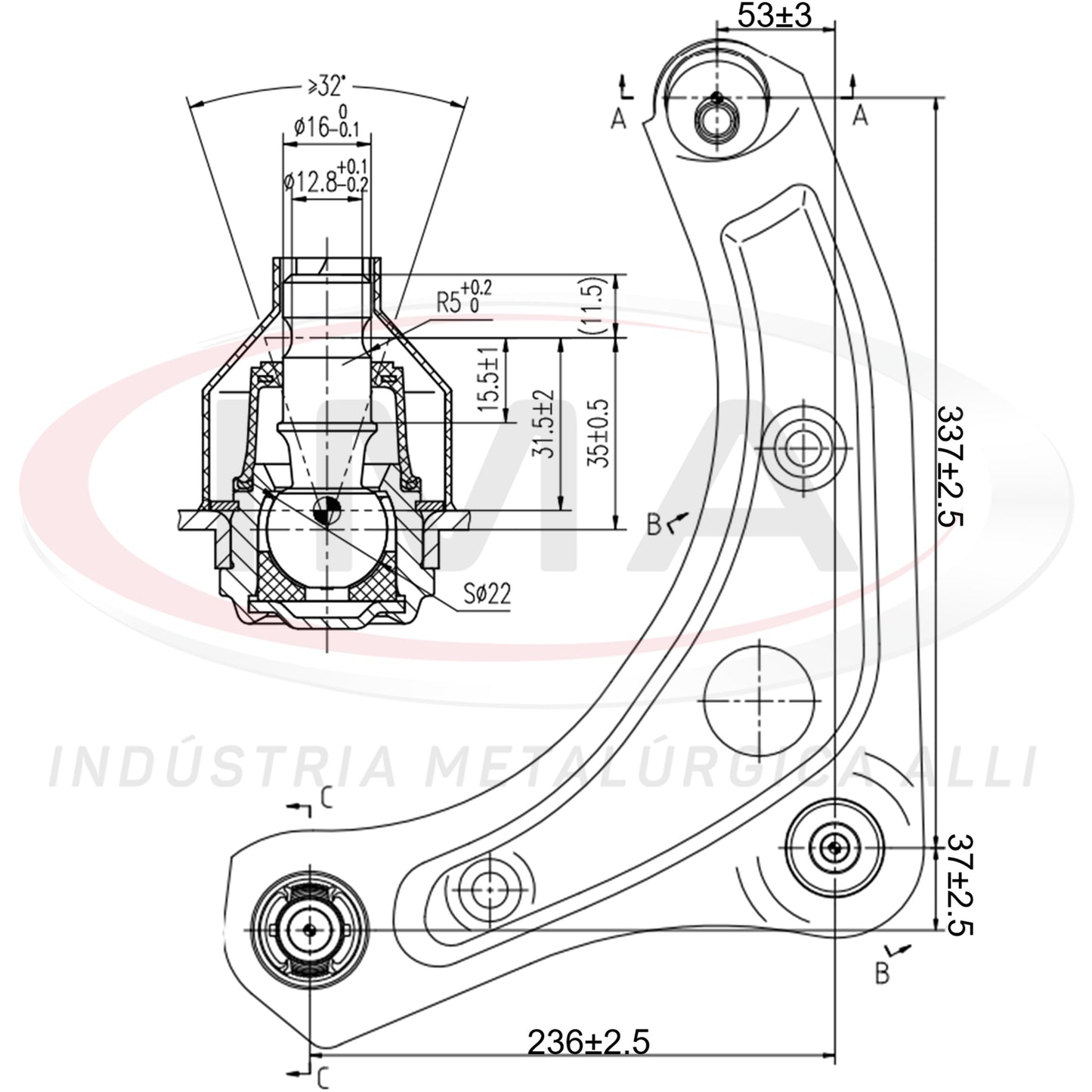 Suspension Arm - Front - Left Side - With Bushings / With Ball Joint