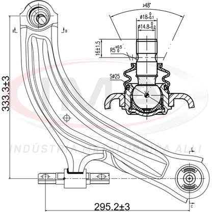 Suspension Arm - Front - Right Side - With Bushings / With Ball Joint