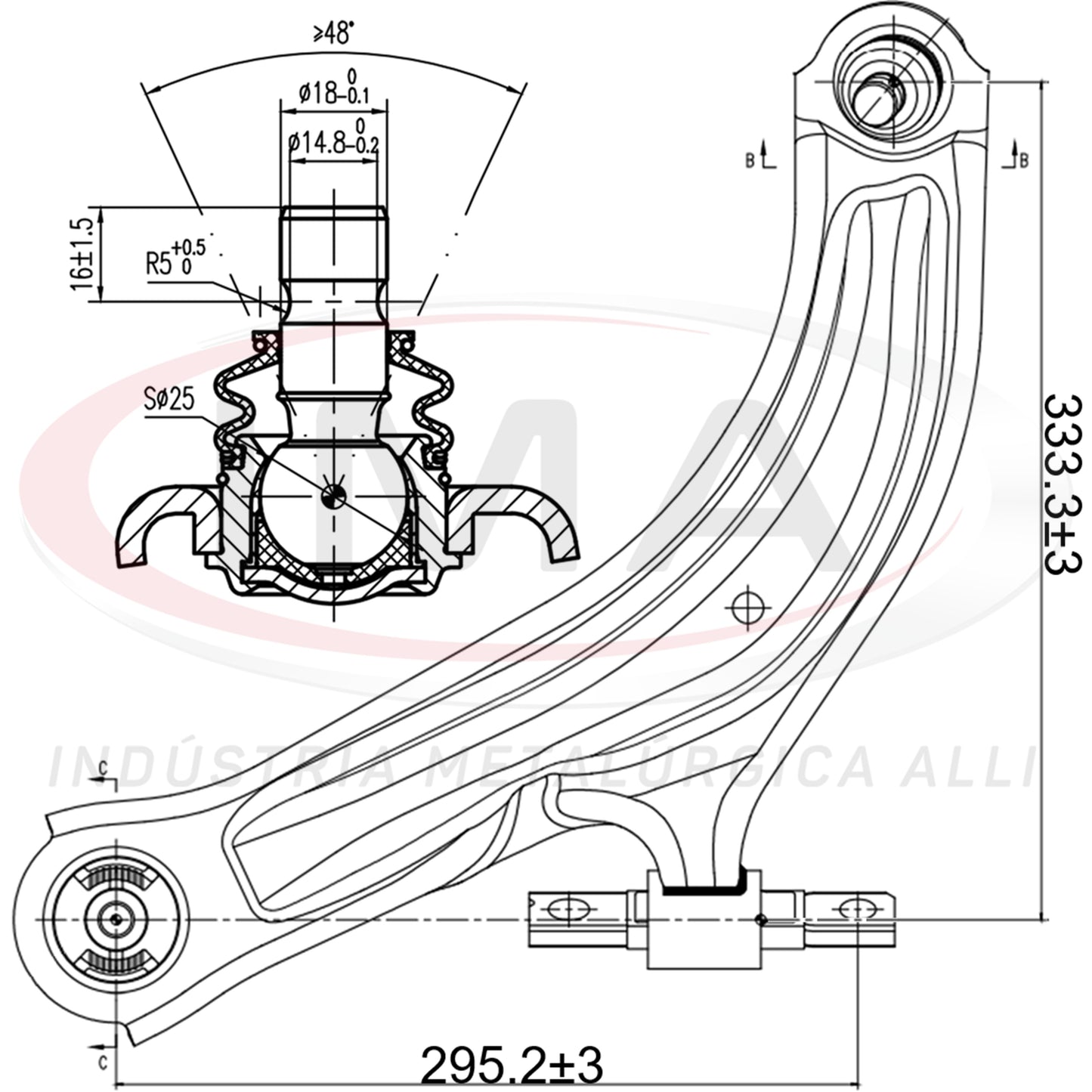 Suspension Arm - Front - Left Side - With Bushings / With Ball Joint