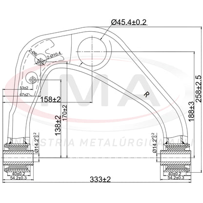 Brazo de suspensión superior delantero - Lado derecho - Con bujes / Sin rótula